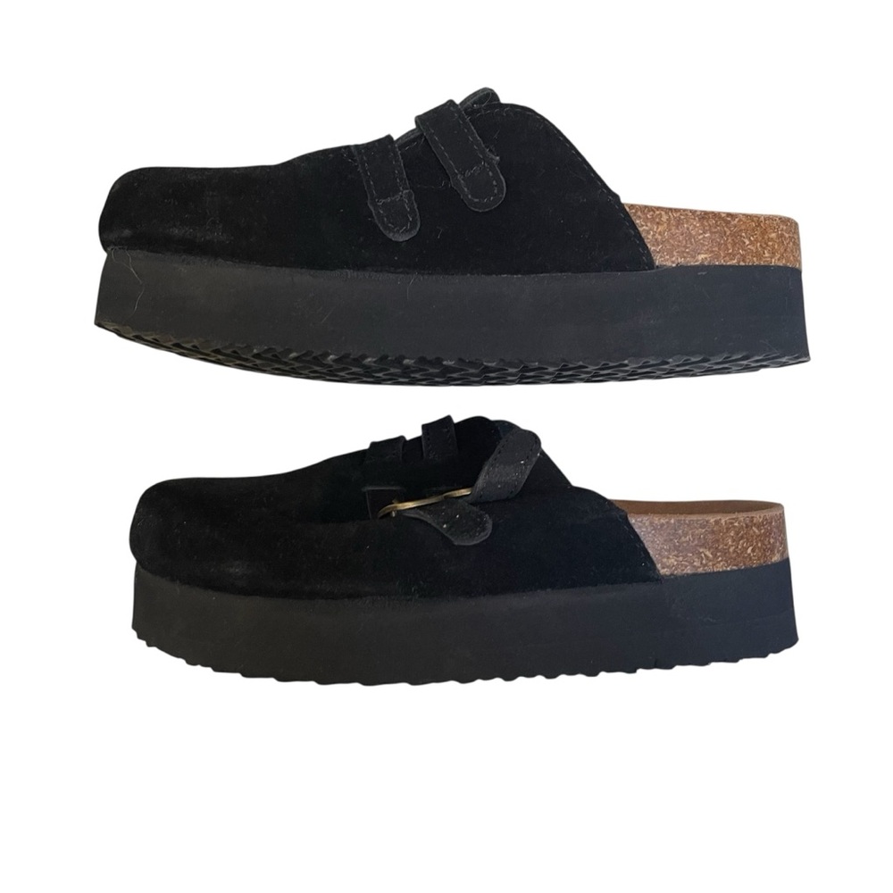 Project Cloud Stephi Clog Sz 7 Black Suede Memory Foam Comfort Platform Slip On - Picture 6 of 9